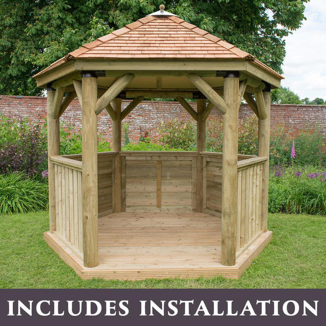 Buy Cedar Tiled Roof Hexagonal 3m Gazebo by Forest Garden — The Worm