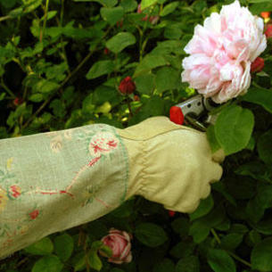Ladies Floral Linen Pruning Gloves