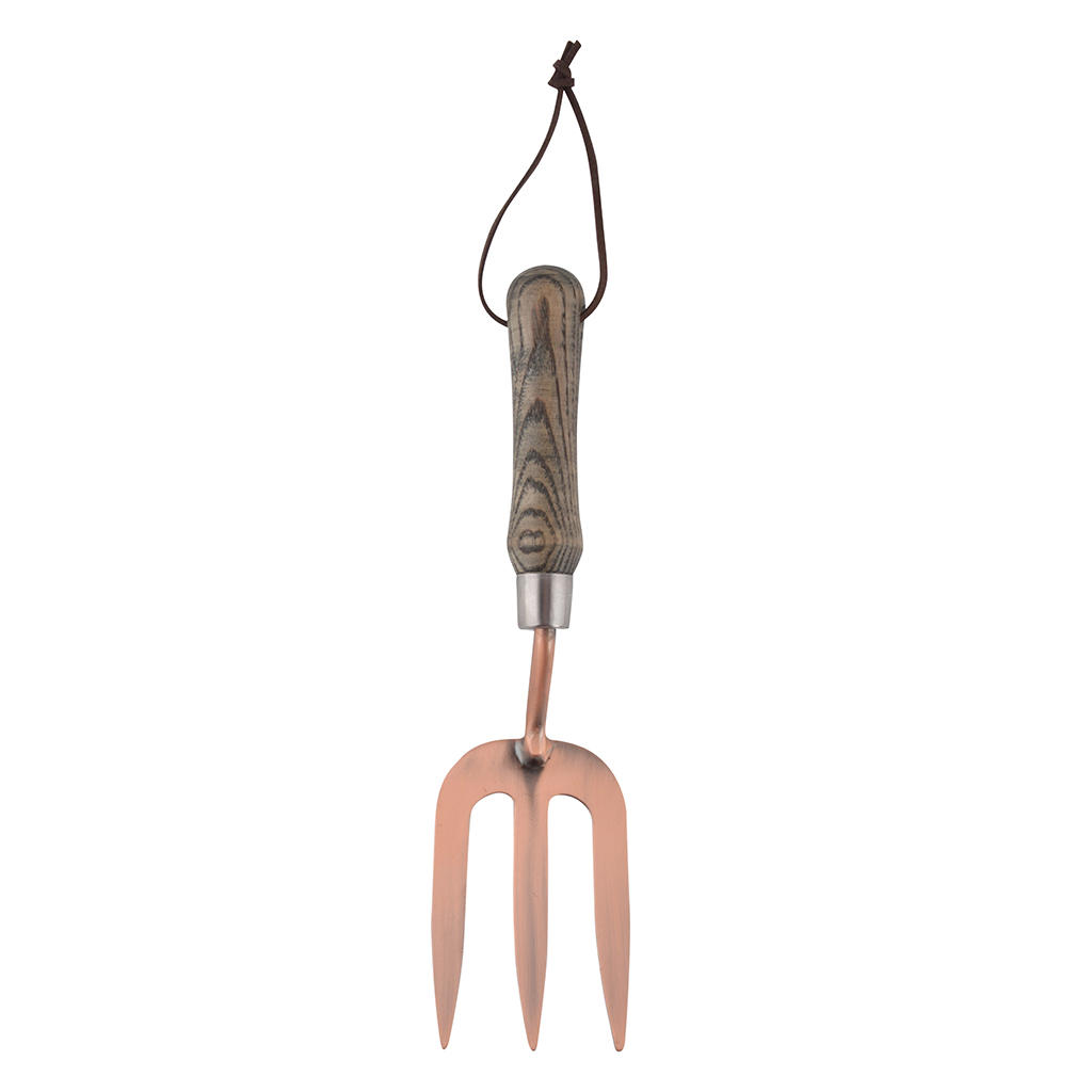 Traditional Garden Steel Copper Plated Hand Fork Wooden Handle Traditional Garden Steel Copper Plated Hand Fork Wooden Handle