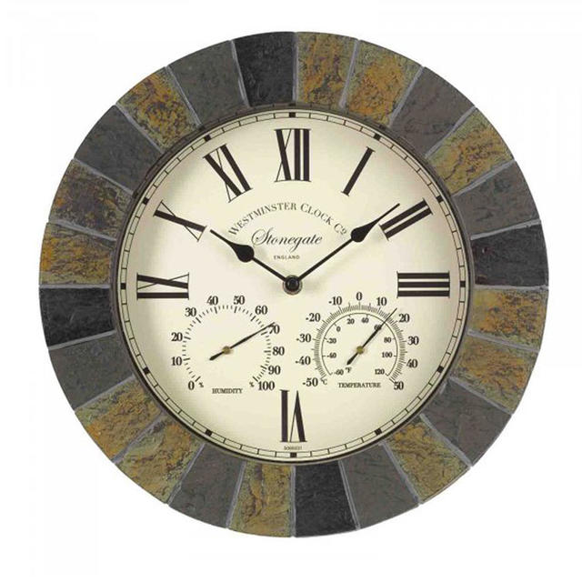 Buy Slate Effect Outdoor Wall Clock And Thermometer The Worm That Turned Revitalising Your Outdoor Space